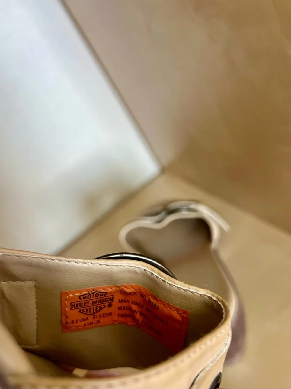 Harley-Davidson Macie Ring Tan Slide Heeled Sandals with Brass-Tone Buckle